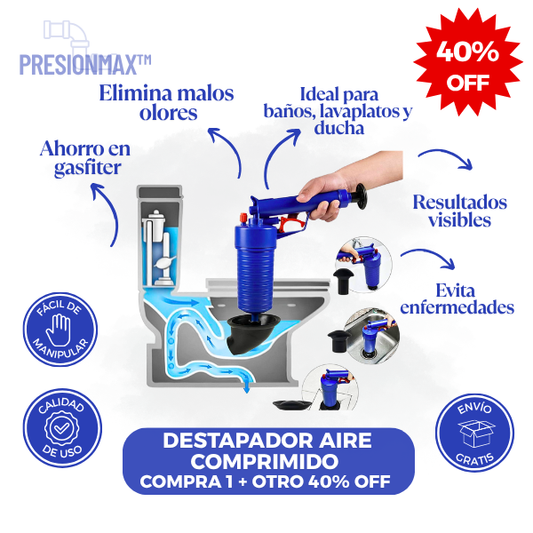 PresionMax™ - Limpia cañerias, elimina olores y evita enfermedades