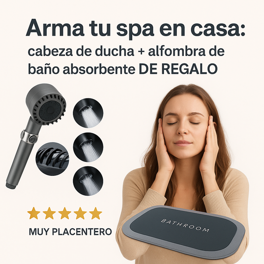 Cabezal Ducha + de regalo Alfombra Absorbente, Convierte tu baño en un spa todos los días